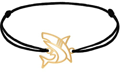 Fauna Armband Hai Handwerkliches Zinn — Totemtier verstellbar, Kette oder Schnur, Gold- oder Silberfinish, Geschenk Damen Herren Kinder