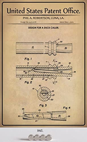 DekoDrom® Blechschild 20 x 30 cm US Patent Duck Caller Enten Rufer Jagd historisches Motiv mit Magnete Wand Deko Sammler Geschenk