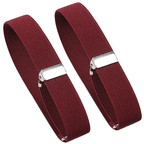 SHENLONG 2pcs Elastic Armbands - Adjustable Arm Sleeve Holders, Unisex Shirt Cuff Bands, Expandable for Men (Red Wine)