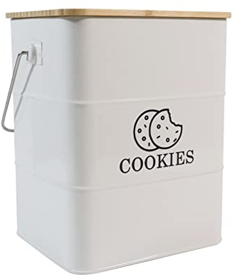 Gdfjiy Cookie Jars, White Cookie Storage Container, Metal Biscuit Tin Snack Jar with Lids Airtight & Handle, Cookies Tin Box, Food Storage Canisters for Candies, Cookies, Biscuits and Snacks