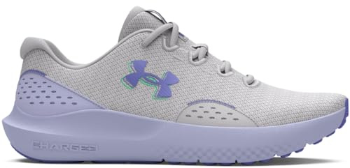 Under Armour Women's Charged Surge 4 Running Shoe, (101) Halo Gray/Celeste/Starlight, 10
