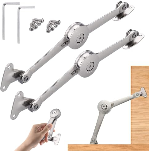 2 PCS Bisagra Cierre Suave de Soporte de Tapa, Bisagras de Soporte de Tapa con tornillo y llave hexagonal, Plegables Elevables Bisagras Puertas, Cocina Puerta de Gabinete Bisagras, para Alacena