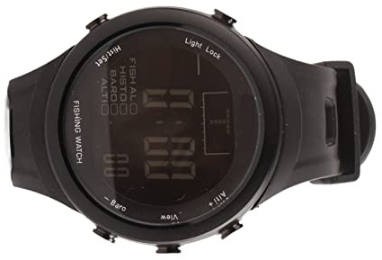 Alomejor Barometer-Uhr, Hintergrundbeleuchtung, wasserdichte Thermometer-Angeluhr, Multifunktional für den Außenbereich (Schwarz)