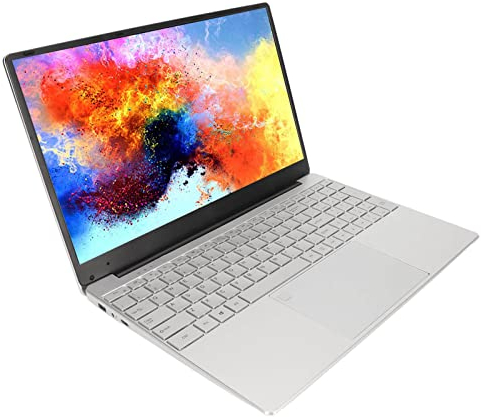 Annadue 15,6 Zoll Laptop, 2K IPS Display Laptop, 8 GB LPDDR4 RAM, für Celeron J4125 Prozessor, 11 Laptop, 2,4 G + 5 G WiFi, mit Fingerabdruck, Tastatur Hintergrundbeleuchtung, Silber