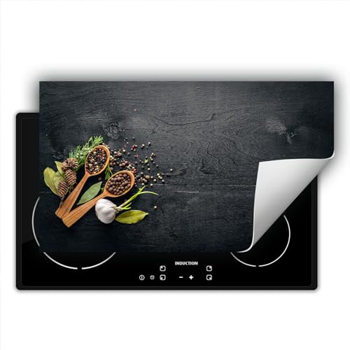SMTDeco herdabdeckplatte Induktionsmatte herdabdeckung ceranfeld abdeckplatten für ceranfelder induktionskochfeld schutzmatte 90x52 cm Kräuter grau