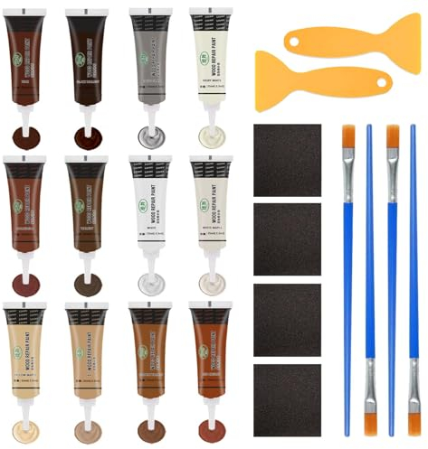 Furniture Repair paste, Laminate Floor Repair Kit, 12 Color Wood Filler, Wood Floor Repair Kit, Laminate Repair Kit, Laminate Worktop Repair Kit, Repair Scratch for Scratch, Cracks, Hole, Laminate