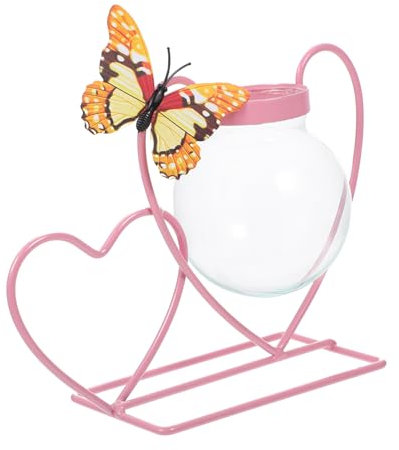 MAGICLULU Glasvase Für Grünpflanzen Pflanzgefäß Hydrokultur Aus Glas Blumenvase Glas Blumenständer Aus Metall Pflanzrohr Mit Eisengestell