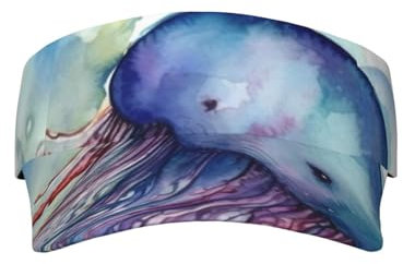 OrcoW Sonnenschutz, Wasserfarben, Quallen, Sonnenschutz, Hüte für Damen und Herren, Sport-Sonnenblende, leeres Oberteil, Baseball-Sonnenkappe, Schwarz, Schwarz , One size