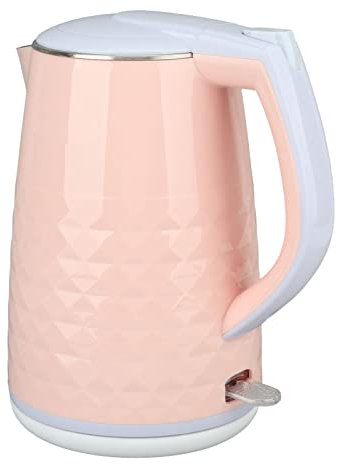 LOCADENCE Elektrischer Teekessel, 2000 W, doppelter 2 Liter Wasserkocher aus Edelstahl mit automatischer Abschaltung und Trockengehschutz für Studentenwohnheime, Büros, EU Stecker (Rosa)
