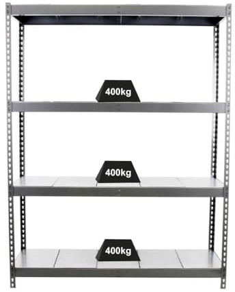 PROREGAL Schwerlastregal Big Metal YETI Four | HxBxT 200x150x60cm | Fachlast 400kg | Grau | Regal Standregal Werkstattregal Lagerregal Kellerregal