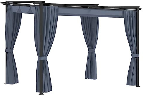 NITCA Gazebo with Curtains,Gazebo Canopy Party,Tent Garden Pavillion, Pavillion Outdoor Shelter, for Garden, Lawn, Backyard and Deck, Coffee,Steel, anthracite 3 x 3 m