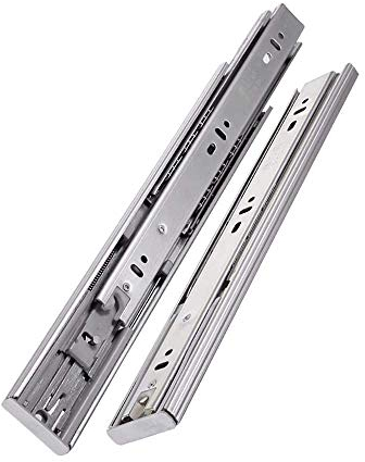Brawer-Schiene, Push-to-Open Schubladenführung, Softclose Schubladenführung, dreiteilige Führungsschiene, Dämpfungspuffer, Leiser Schieber, Edelstahl, ein Paar von zwei/silber/10 Zoll / 250 mm