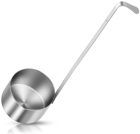 Stainless Steel Long Handle Serving Soup Ladle, Wine Dipper Beer Pouring Ladle with Hook, Metal Kitchen Utensil Spoon for Wine Sauce Oil Vinegar (125ML)