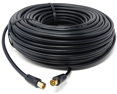 DRUT 40m TV Male to Male Plug Coaxial Cable RG6 Aerial Digital Antenna RF Fly Lead Cable Straight Ends, Black Gold 131ft