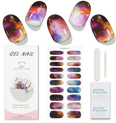 JMEOWIO Unghie Gel Adesive Cielo Colorato Gel Nail Stickers Adesivi Unghie Gel Uv Decorazioni Unghie Nail Art Disegni