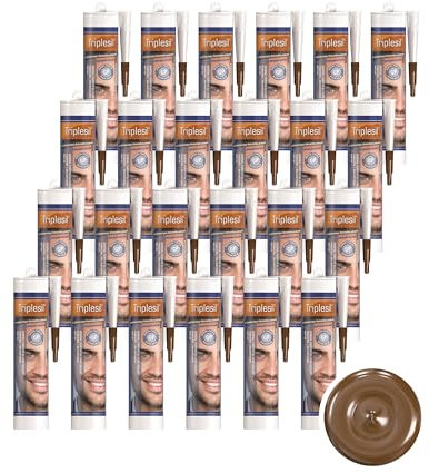 Triplesil Sigillante Siliconico-Alta Temperatura 24 x 310 ml Cartuccia di Silicone Universale per Bagno, Cucina e Fai-da-te-Impermeabile e Resistente ai Raggi UV-Per Interni ed Esterni (24x marrone)