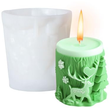 Stampo per candele natalizie, 1 stampo cilindrico per candele a forma di renna, albero di Natale, per realizzare candele, caramelle, cioccolato, fondente, stampo in resina per sapone fatto a mano,