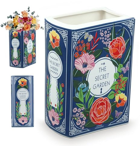 Book-Shaped Ceramic Flower Vase, Small Decorative Vase for Home Decor, Creative Gift for Book Lovers, Unique Modern Decoration (02)