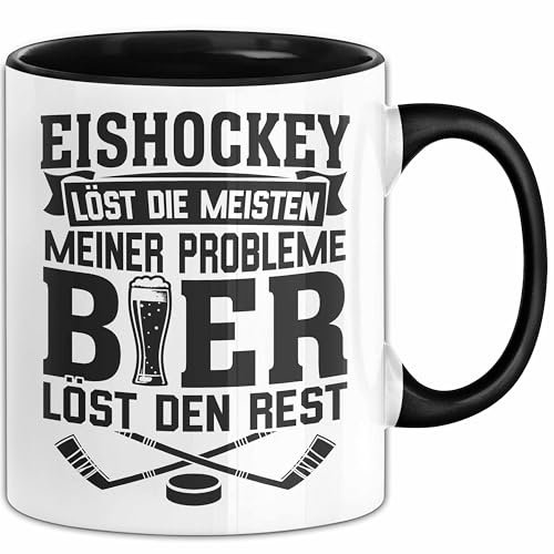 Eishockey Tasse Löst Die Meisten Meiner Probleme Bier Löst Den Rest Becher Geschenkidee (Schwarz)