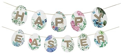 Generisch 1 Satz -Latte-Art Weihnachts-Hüpfburgen Girlande Urlaub Outdoor- Graham Easter Decoration osterdekoration Indoor fröhliches osterpapierbanner osterbanner schmuck