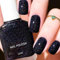 Glitter Black Nail Polish - Quick Dry 12ml Glossy Varnish - Healthy Sparkle Oil Based Formula - Natural DIY Nail Art Manicure