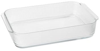 Stelton Pilastro geriffelte Ofenfeste Glasschale - Auflaufform für Lasagne, Gratin, Gebäck - Transparent - Spülmaschinenfest - L 33.1 cm