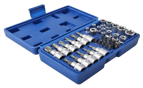 Beimus 34Piece 3/8Inch Drives Socket and Bit Set with Carrying Case Tamper Proof Security Bit Set for Car Trucks Home Hand