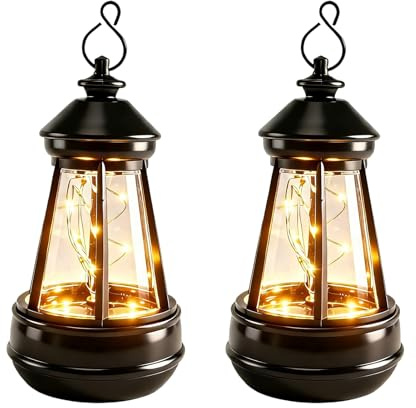 Begonia 2 Stück Solarlaterne für Außen,13x7cm Solarlampen für Außen Hängend | Wasserdicht LED Warmweiß Solar Laternen Outdoor für Camping Balkon Rasen Hinterhöfe Gartendeko
