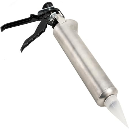 LALABU Mörtelspritze, Mörtelpresse aus Edelstahl mit 5mm & 8mm Düse, Fugenpistole für Mörtel DIY Mörtelspritze Handmörtelpumpe beton spritze