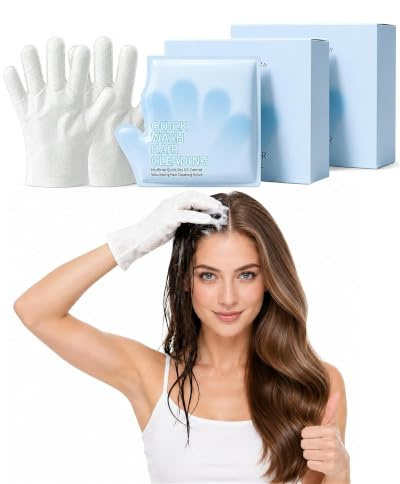 Rinse-Free Hair Cleansing Gloves for Oil Control & Roots Perk up Instantly, No-Rinse Shampoo Gloves, Dry Shampoo Gloves for Limited Mobility, Travel, Gym,Office & Busy Days (2Box)