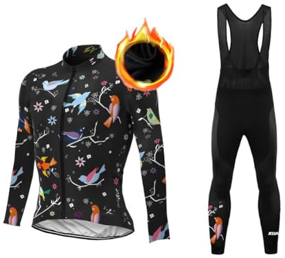 UGLY FROG Ciclismo Invernale Maglia Ciclista Manica Lunga Abbigliamento MTB Bici,Tuta da Bicicletta Termico Vello Giacca e Pantaloni Salopette con 20D Imbottiti Gel,Jerseys da Strada Traspirante