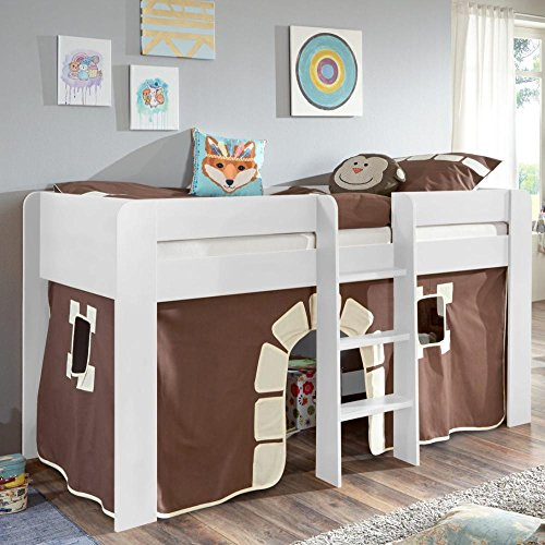 Relita BH1684117 Halbhohes Bett, Spanplatte, weiß, 215 x 98 x 113 cm