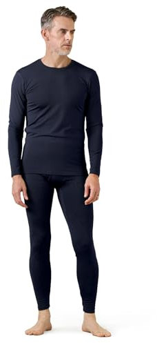 LAPASA Completo Termico Uomo in Micropile Peso Completo Pigiama - Abbigliamento Invernale Set Trekking Sport Running Snowboard Blu Navy L