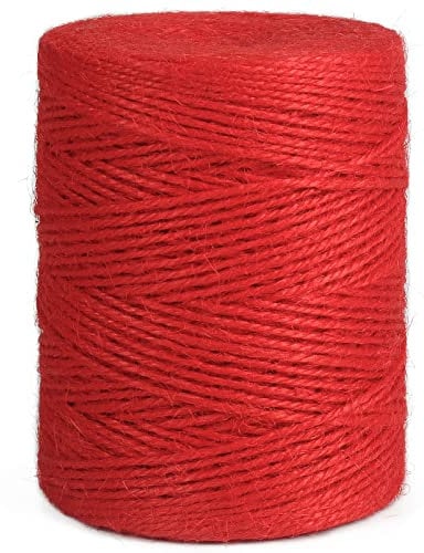 Vivifying 656 Feet Red Jute Twine, Natural 2mm Jute Cord for Crafts, Wrapping, Garden