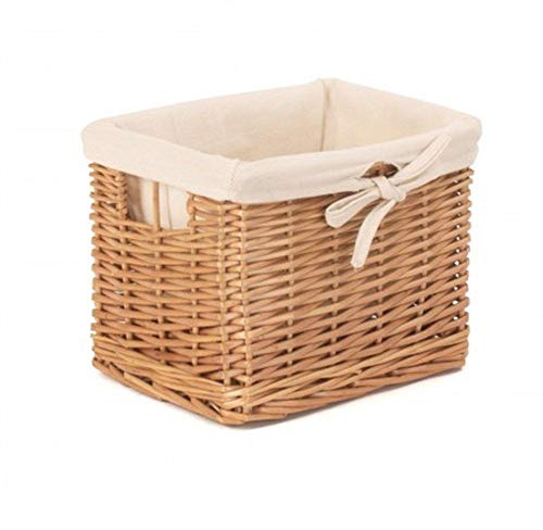 Red Hamper Small Deep Storage Wicker Basket with Cotton Lining, Brown