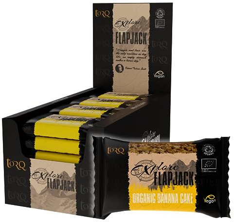 Torq Explore Flapjack Banana Cake Plant Based - Vegan Nutrition Snacks for Running, Cycling, Sports & Expeditions - Endurance Flapjacks Energy Bars - Box of 20