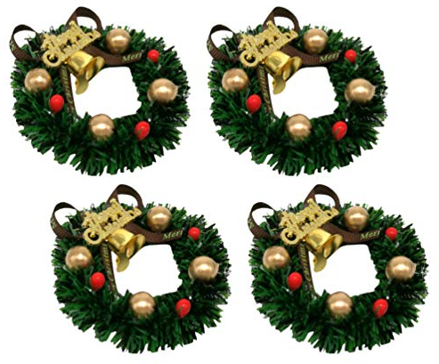 BESPORTBLE 4Pcs Weihnachtskranz Kerzenring Mini Weihnachtskiefernkranz Ornament für Weihnachtsbaum Weihnachten Kerzenhalter Tisch DIY Girlanden Dekoration