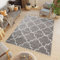 TAPISO Boho Fringes Teppich Hochflor Langflor Shaggy Fransenteppich Creme Dunkelgrau Trellis Marrokanisch Modern ÖKOTEX 140 x 200 cm