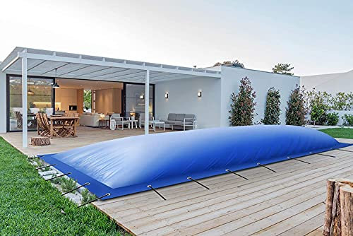 AirDeluxe Bâche de Piscine Gonflable rectangulaire/couvertures de Piscine en bâche de Camion (8m x 3,5m, Bleu)
