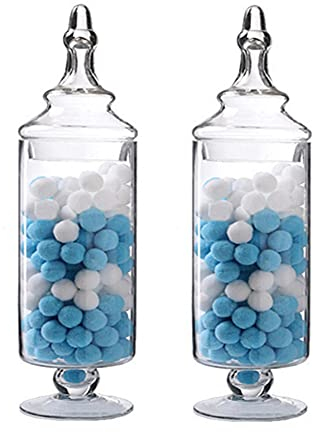 Livejun Tarros de cristal para boticario transparente y elegante, tarros decorativos para bufé de caramelos de boda, organizador de caramelos, recipientes de almacenamiento pequeños para decoración