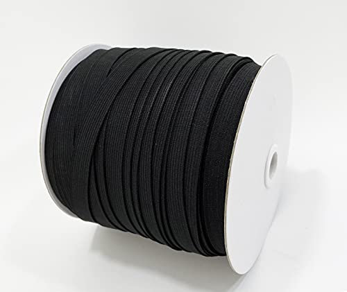 100 Metros Cinta Elástica de Costura, 5 Anchos para Elegir, Goma Elástica para Coser, Elástico Para Ropa, Manualidades, Hogar, Negro, (15mmX100M, 332)