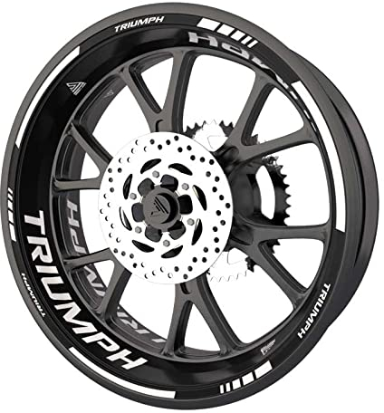 Felgenrandaufkleber für Triumph, Premium-Qualität, für 2 Räder, Farbe: Weiß