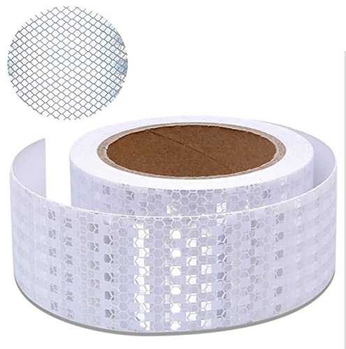 Autoadesivo Nastro Riflettente, Impermeabile Nastro Riflettente, Nastro Riflettente di Sicurezza, Applica a per Auto/Moto/Bicicletta/Attività Notturna(Bianco)