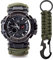 WLDOCA 50M wasserdichte Taktische Paracord-Uhr Multifunktions-Überlebensuhr für den Außenbereich mit Karabiner-Kompass-Thermometer für Männer und Frauen,I