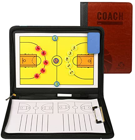 RoseFlower Basketball Taktikboard, Professional Basketball Taktikbrett Coach Board Magnetische Trainer Taktiktafel Taktikmappe mit Magnete Stifte Radiergummi - Ideal für Taktiken und Spielanpassungen