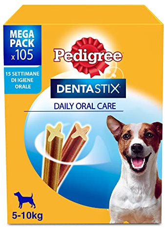 Pedigree Dentastix Snack per la Igiene Orale (Cane Piccolo 5-10 kg), 110 g 105 Pezzi - 15 Confezioni da 7 pezzi (105 Pezzi totali)