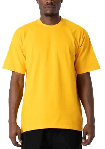 Pro Club Herren-T-Shirt aus schwerer Baumwolle, kurzärmelig, Rundhalsausschnitt, Gold, XL