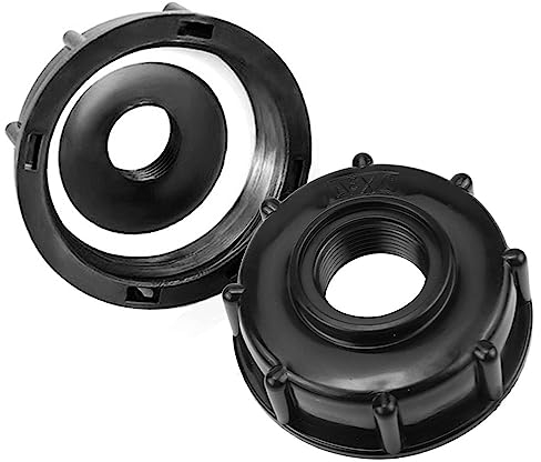 DAGORD 2 Stück IBC Container Adapter 3/4 IBC Adapter S60x6 Kunststoff Schwarz IBC Adapter S60x6-3/4 Innengewinde Hahnkappe für IBC Garten Tank Behälter Wassertank Adapter 1000L
