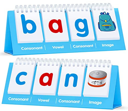 CVC Word Flip Chart, Double Sided Word Flip 40 Short Vowel Words Freestanding Flip Chart Consonant Vowel Consonant Word Flashcards Word Builder Activity Educational Learning Tool for School Supplies