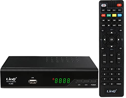 Decoder DVB-T2, HD 1080p H.265 HEVC Ricevitore Digitale Terrestre HDMI TV Stick 10 Bit 60 FPS, USB WiFi Supporto, SCART, Ethernet, Universal Remote Control